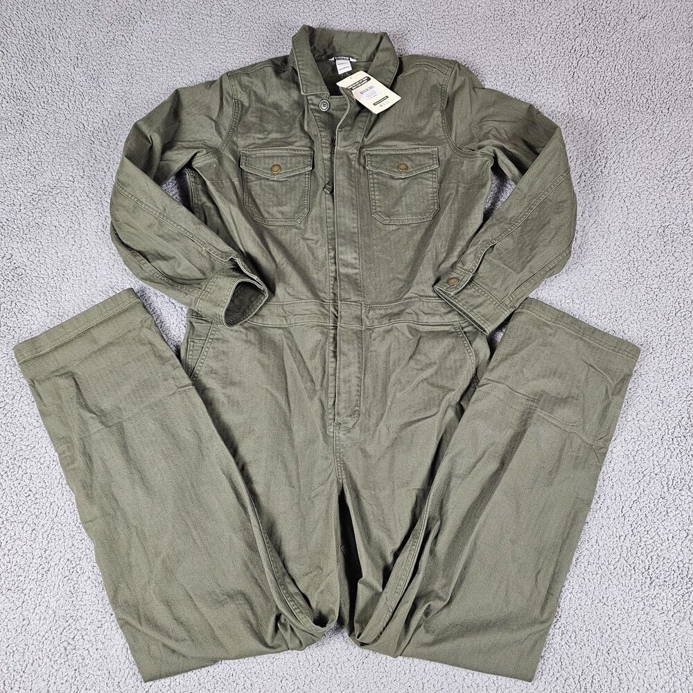 Duluth Coveralls Womens 16R Olive Green Regular Fit Stretch Long Sleeve Workwear